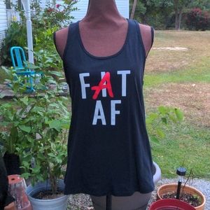 Combat Iron Black Racer Back FAT AF Front Logo Back Combat Iron Logo Tank Top